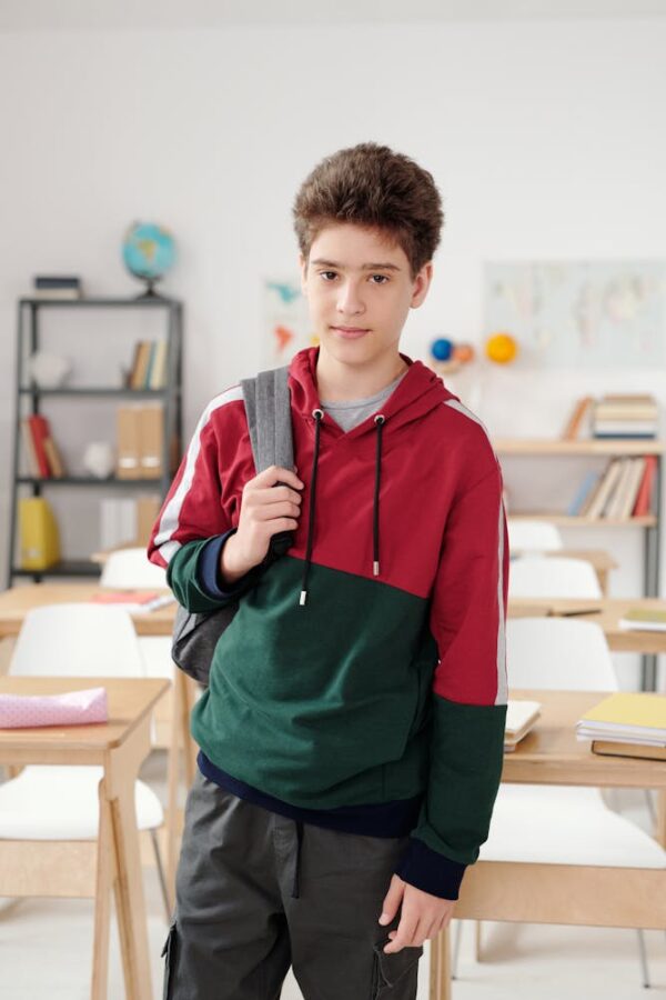 Boys cotton-polyester fleece hoodie made in Bangladesh for export – front view